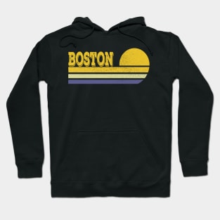 Boston Vintage Sunset Stripes Retro 70's Hoodie